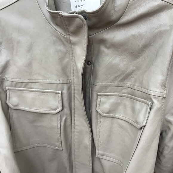 A New Day Faux-Leather Anorak Jacket Frontier Beige Womens  Size XL - Picture 4 of 5